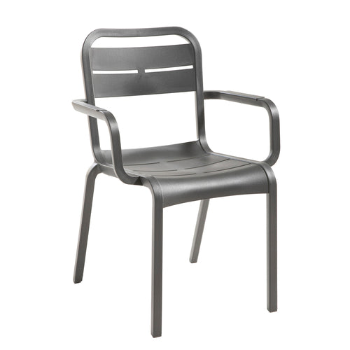 Grosfillex UT115002 Cannes Stacking Outdoor Armchair | Charcoal