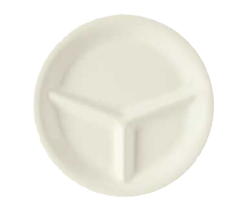 G.E.T. CP-10-DI Diamond Ivory 10-1/4" 3 Compartment Melamine Plate | Case of 12
