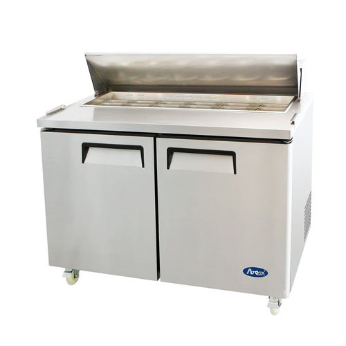 Atosa MSF8302GR 49" 2-Solid Door Rear Mount Refrigerated Sandwich Prep Table | (12) 1/6 Pan
