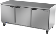 Beverage Air WTR72AHC-FLT 72" 3 Door Worktop Refrigerator with Flat Top | 17.88 Cu. Ft.