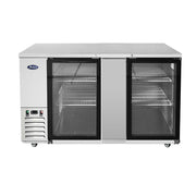 Atosa MBB69GGR 68" 2-Glass Door Stainless Back Bar Cooler | 21.5 Cu. Ft.