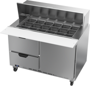 Beverage Air SPED48HC-18M-2 48" 2 Drawer 1 Door Mega Top Refrigerated Sandwich Prep Table | (18) 1/6 Pan