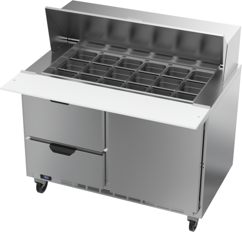 Beverage Air SPED48HC-18M-2 48" 2 Drawer 1 Door Mega Top Refrigerated Sandwich Prep Table | (18) 1/6 Pan