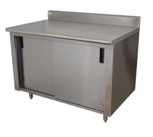 Advance Tabco ECK-SS-244M-X Special Value Sliding Door Enclosed Base Work Table | 48” x 24”