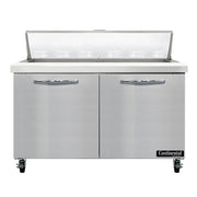 Continental SW48N12 48" 2-Door Refrigerated Sandwich Prep Table | (12) 1/6 Pan
