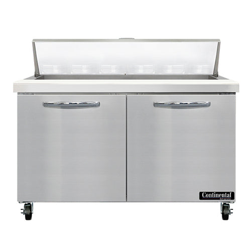 Continental SW48N12 48" 2-Door Refrigerated Sandwich Prep Table | (12) 1/6 Pan
