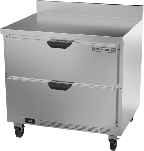 Beverage Air WTFD36AHC-2-FIP 36" 2 Drawer Worktop Freezer w/ 4" Foamed-In Backsplash | 8.7 Cu. Ft.