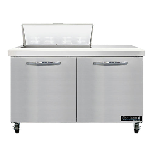 Continental SW48N8 48" 2-Door Refrigerated Sandwich Prep Table | (8) 1/6 Pan
