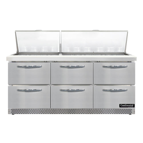 Continental Refrigerator SW72N30M-FB-D Refrigerated Counter, Mega Top Sandwich / Salad Unit