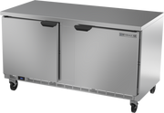 Beverage Air WTR60AHC-FLT 60" 2 Door Worktop Refrigerator with Flat Top | 14.75 Cu. Ft.