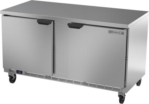 Beverage Air WTR60AHC-FLT 60" 2 Door Worktop Refrigerator with Flat Top | 14.75 Cu. Ft.