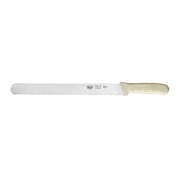 Winco KWP-121 12" Wavy Edge Slicer Knife w/ White Handle