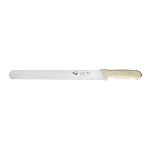 Winco KWP-121 12" Wavy Edge Slicer Knife w/ White Handle