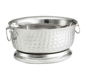 Tablecraft BT1815 Bali Oval 5 Gallon Stainless Steel Beverage Tub w/ Base