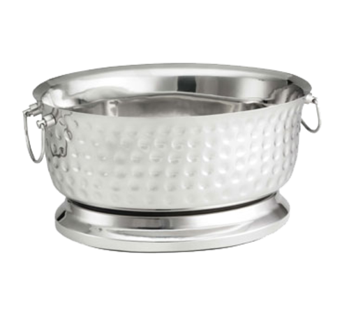 Tablecraft BT1815 Bali Oval 5 Gallon Stainless Steel Beverage Tub w/ Base