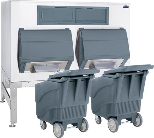 Follett DEV2100SG-72-ICS125L 72" 2-Door Ice Storage Bin w/ Cambro Cart | 2110 Lbs. Capacity
