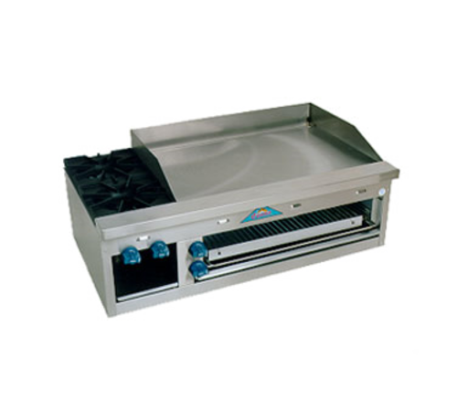 Comstock-Castle FHP48-36B 48" Countertop Gas Hot Plate, Griddle & Cheesemelter Combo | 129,000 BTU