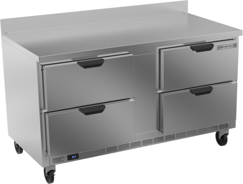 Beverage Air WTRD60AHC-4 60" 4 Drawer Worktop Refrigerator with Removable Backsplash | 14.75 Cu. Ft.