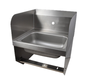 BK Resources BKHS-W-1410-1-SS-BKK Single Splash Mount Faucet Hole 14" x 10" Knee Valve Hand Sink w/Side Splash Guard