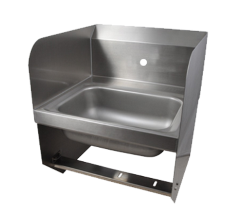 BK Resources BKHS-W-1410-1-SS-BKK Single Splash Mount Faucet Hole 14" x 10" Knee Valve Hand Sink w/Side Splash Guard