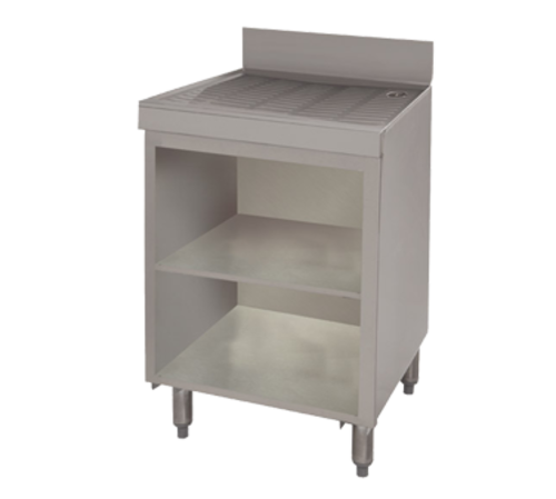 Advance Tabco CRD-2BM-X 24" x 21" Stainless Steel Free Standing Underbar Drainboard w/ 4" Splash & Mid-Shelf