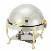 Winco 308A Vintage 6 Qt. Round Chafer w/ Gold Accents