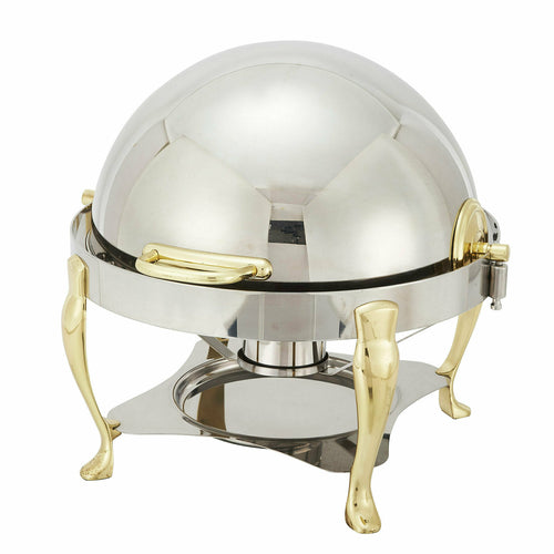 Winco 308A Vintage 6 Qt. Round Chafer w/ Gold Accents