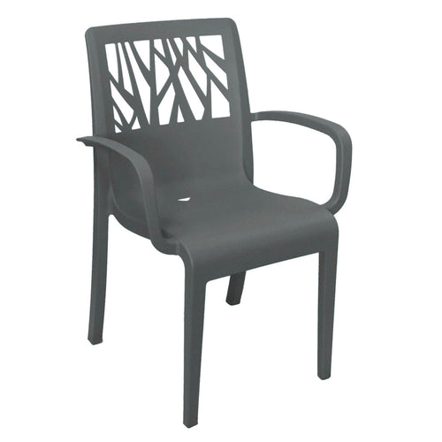 Grosfillex US203002 Vegetal Stacking Outdoor Armchair | Charcoal