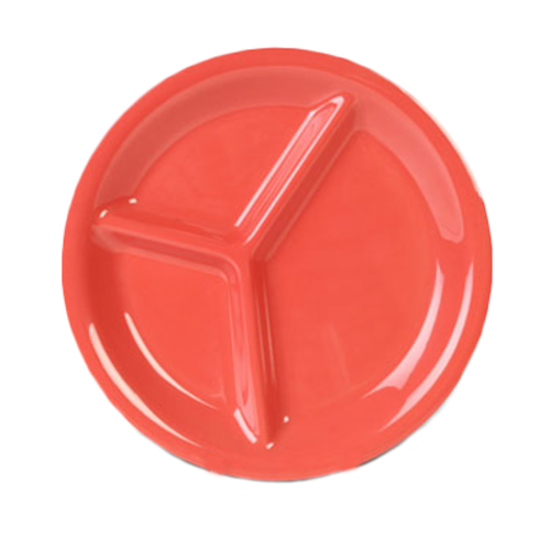 Thunder Group CR710RD Orange 10-1/4" 3 Compartment Plate | Case of 12