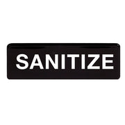 Winco SGN-329 "Sanitize" Sign | 3" x 9" White on Black