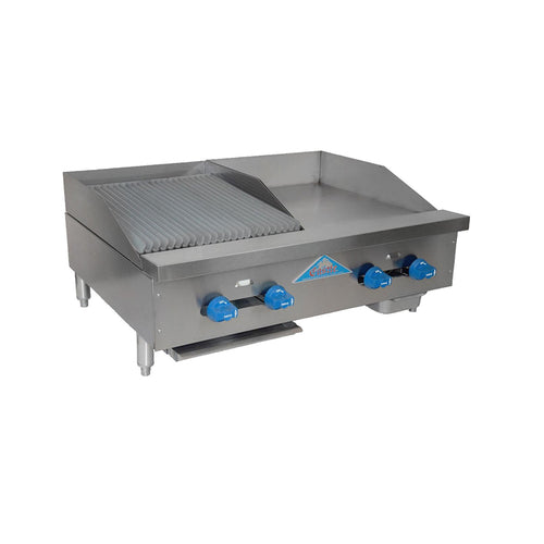 Comstock-Castle 3236-18-1.5RB 36" Countertop Gas Griddle & Charbroiler Combo | 76,000 BTU