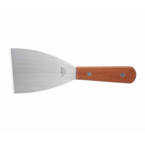 Winco TN526 Grill Scraper w/Wooden Handle | 4"1/2" x 3/8"