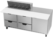 Beverage Air SPED72HC-10C-4 72" 4 Drawer 1 Door Refrigerated Sandwich Prep Table | (10) 1/6 Pan