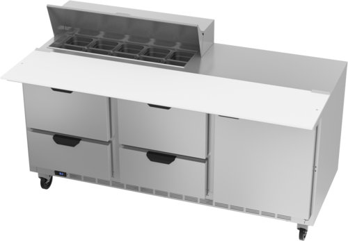 Beverage Air SPED72HC-10C-4 72" 4 Drawer 1 Door Refrigerated Sandwich Prep Table | (10) 1/6 Pan