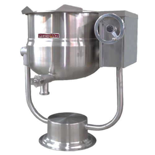Crown Steam DPT-40 Direct Steam 2/3 Jacket Pedestal Tilting Kettle | 40 Gal. Capacity