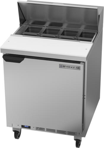 Beverage Air SPE27HC-B 27" 1 Door Refrigerated Sandwich Prep Table | (8) 1/6 Pan