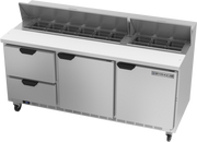 Beverage Air SPED72HC-18-2 72" 2 Drawer 2 Door Refrigerated Sandwich Prep Table | (18) 1/6 Pan