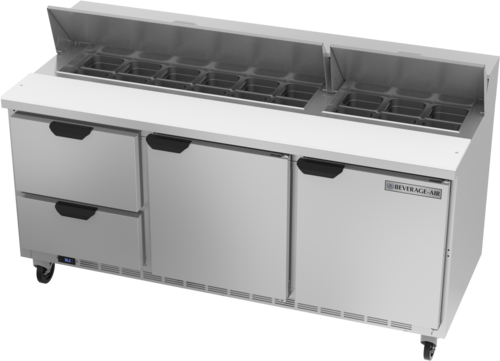 Beverage Air SPED72HC-18-2 72" 2 Drawer 2 Door Refrigerated Sandwich Prep Table | (18) 1/6 Pan