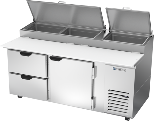 Beverage Air DPD72HC-2 72" 2 Drawer 1 Door Refrigerated Pizza Prep Table | 22.8 Cu. Ft.