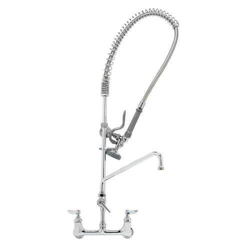 T&S Brass B-0133-12-CR-B EasyInstall 8" Center Wall Mount Pre-Rinse Faucet w/ 12" Nozzle