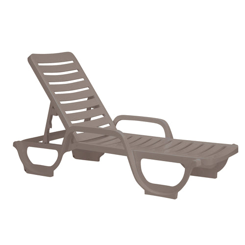 Grosfillex 44031181 Bahia Stacking Outdoor Chaise | French Taupe