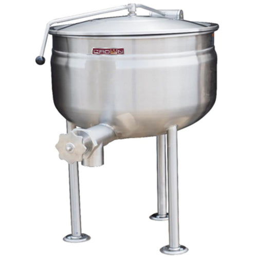 Crown Steam DL-20F Direct Steam Full Jacket Stationary Steam Kettle | 20 Gal. Capacity