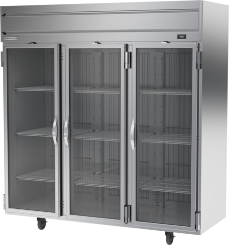 Beverage Air HFP3HC-1G 78" 3 Glass Door Top Mount Reach-In Freezer | 69.1 Cu. Ft.