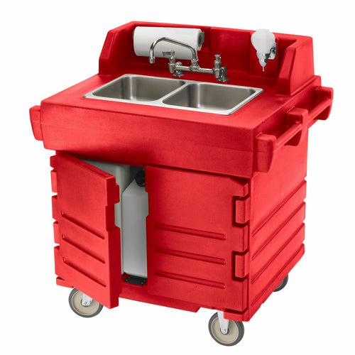 Cambro KSC402 CamKiosk Electric Heated Mobile Hand Sink Cart | 2 Compartment Sink