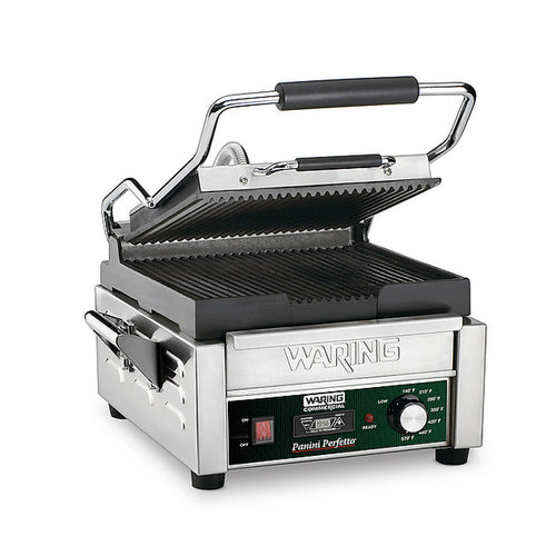 Waring WPG150T Grooved 9.75" Cast Iron Sandwich Grill w/Timer