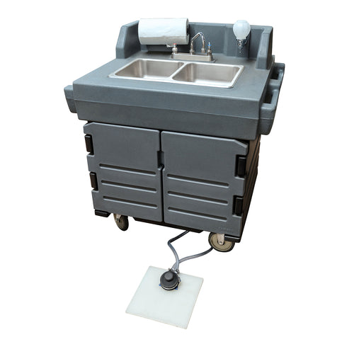 Cambro KSC402CFP191 CamKiosk Foot Pump Mobile Hand Sink Cart | 2 Compartment Sink