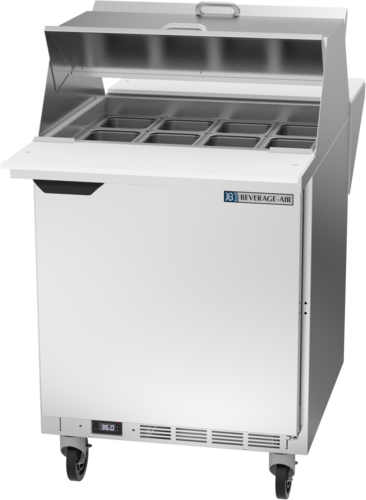 Beverage Air SPE27HC-12M-B-DS 27" Mega Top Dual Side Refrigerated Sandwich Prep Table | (12) 1/6 Pan