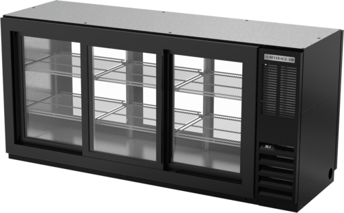 Beverage Air BB72HC-1-GS-F-PT-B 72" 6 Glass Door Black Pass Thru Back Bar Cooler | 22.1 Cu. Ft.