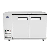Atosa MBB59GR 58" 2-Solid Door Stainless Back Bar Cooler | 17.3 Cu. Ft.