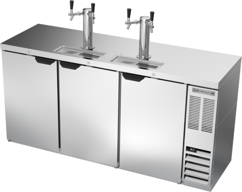 Beverage Air DD72HC-1-S 72" Stainless Steel 2 Tower 4 Tap Draft Beer Cooler | (3) 1/2 Keg